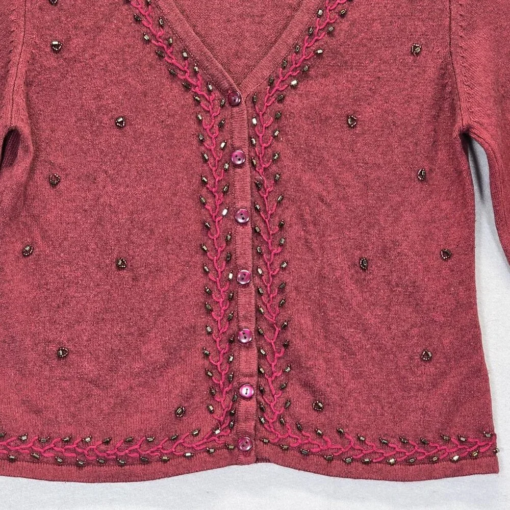 Anthropologie Cardigan S Sleeping On Snow Burgund EmbellishedSweater Angora